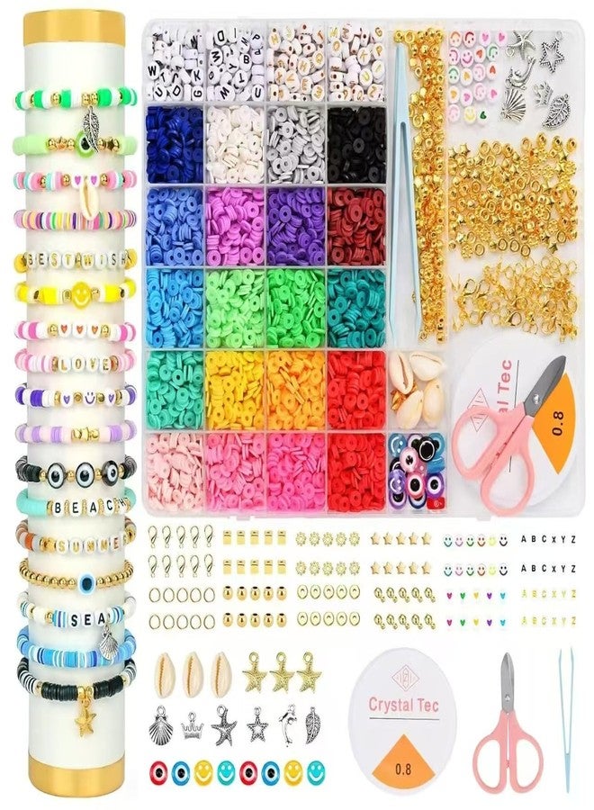 CARTSHOPPER Bracelets Making Kit Pink Clay Beads Kit for Bracelets Making, Polymer Heishi Beads for Jewelry Making, Friendship Bracelet Kit for Girls Adults, Spacer Pearl Beads for Necklace Earring DIY (Big Kit) - Image 1